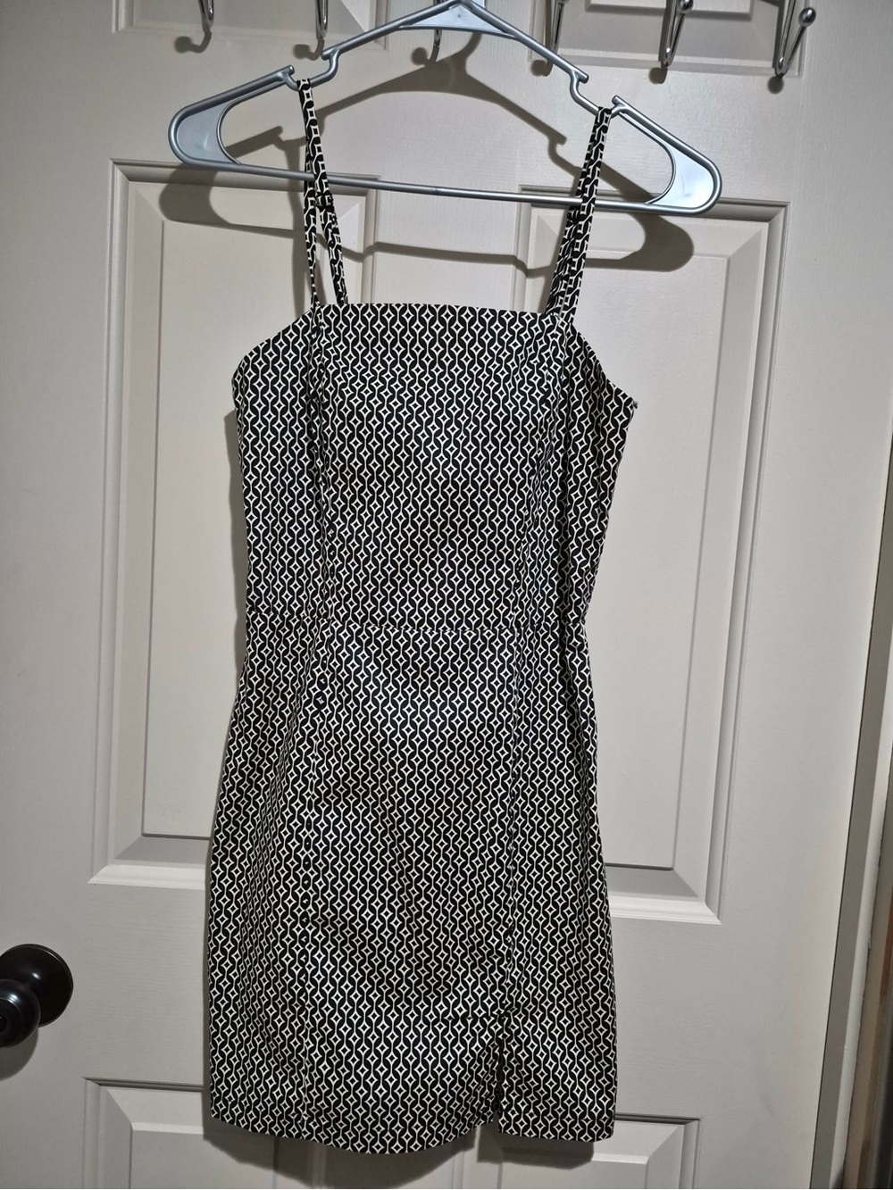Monteau Black and White Geometric Mini Dress 97% Cotton